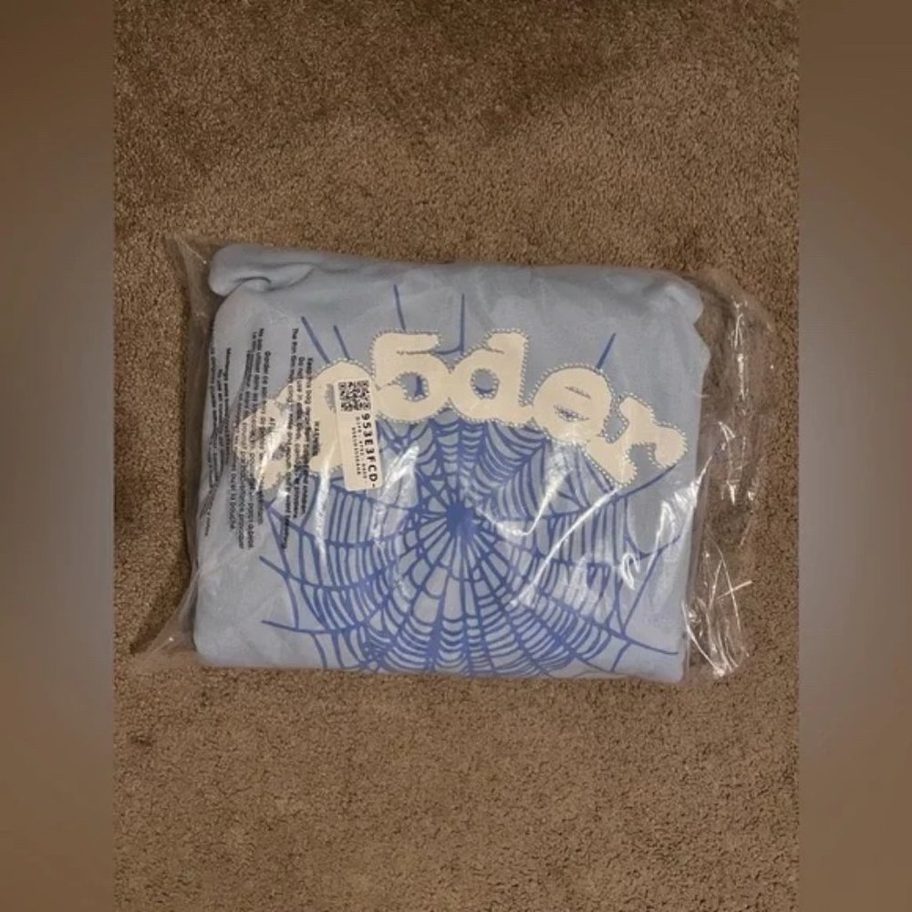 Sp5der Web Sky Blue Hoodie Sweatshirt size Medium | Spider Worldwide